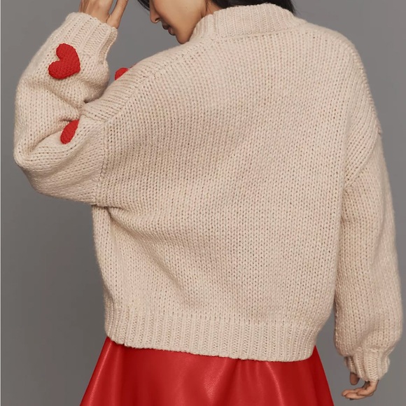 NWT Anthropologie Susannah 3D Heart Cardfgan Sweater One Size NEW - Picture 3 of 7